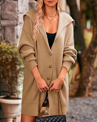 Chaqueta Punto Grande Con Capucha - Vestiria