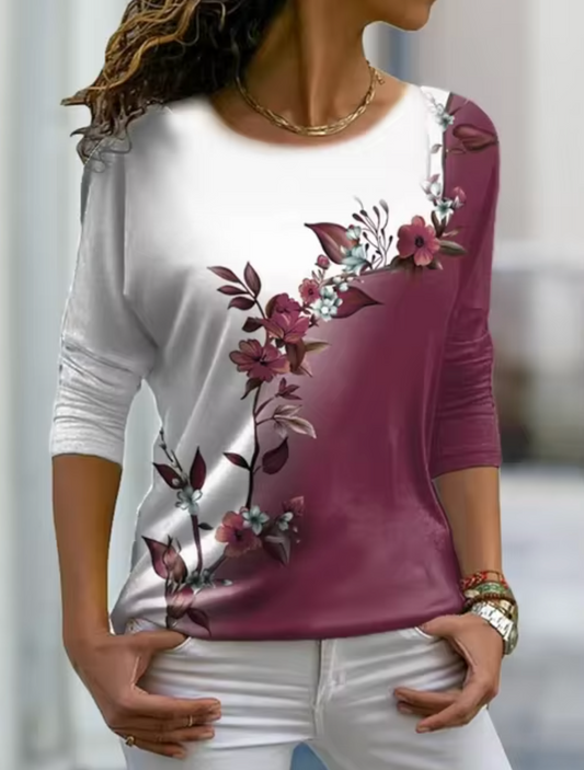 Camiseta Mujer Flor Estilo Clásico - Vestiria