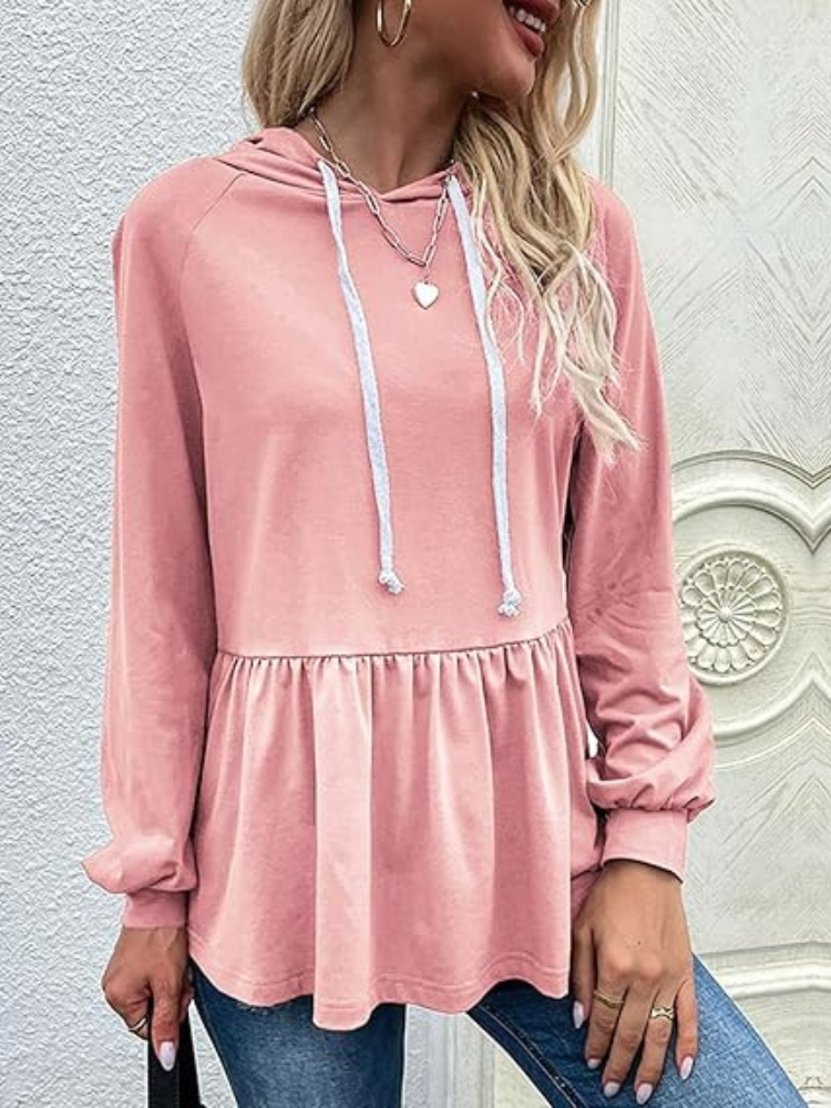 Sudadera Mujer Capucha y Volantes