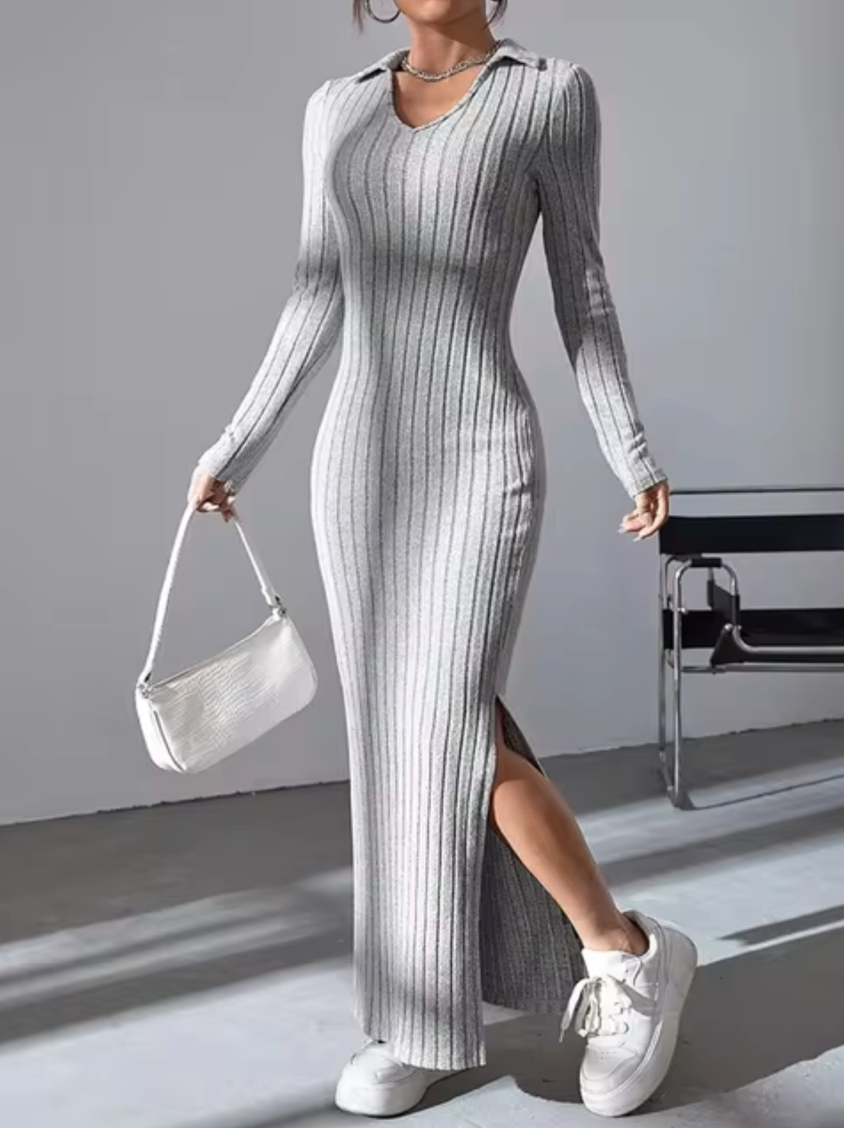 Vestido Largo y Cómodo de Punto para Mujer - Vestiria