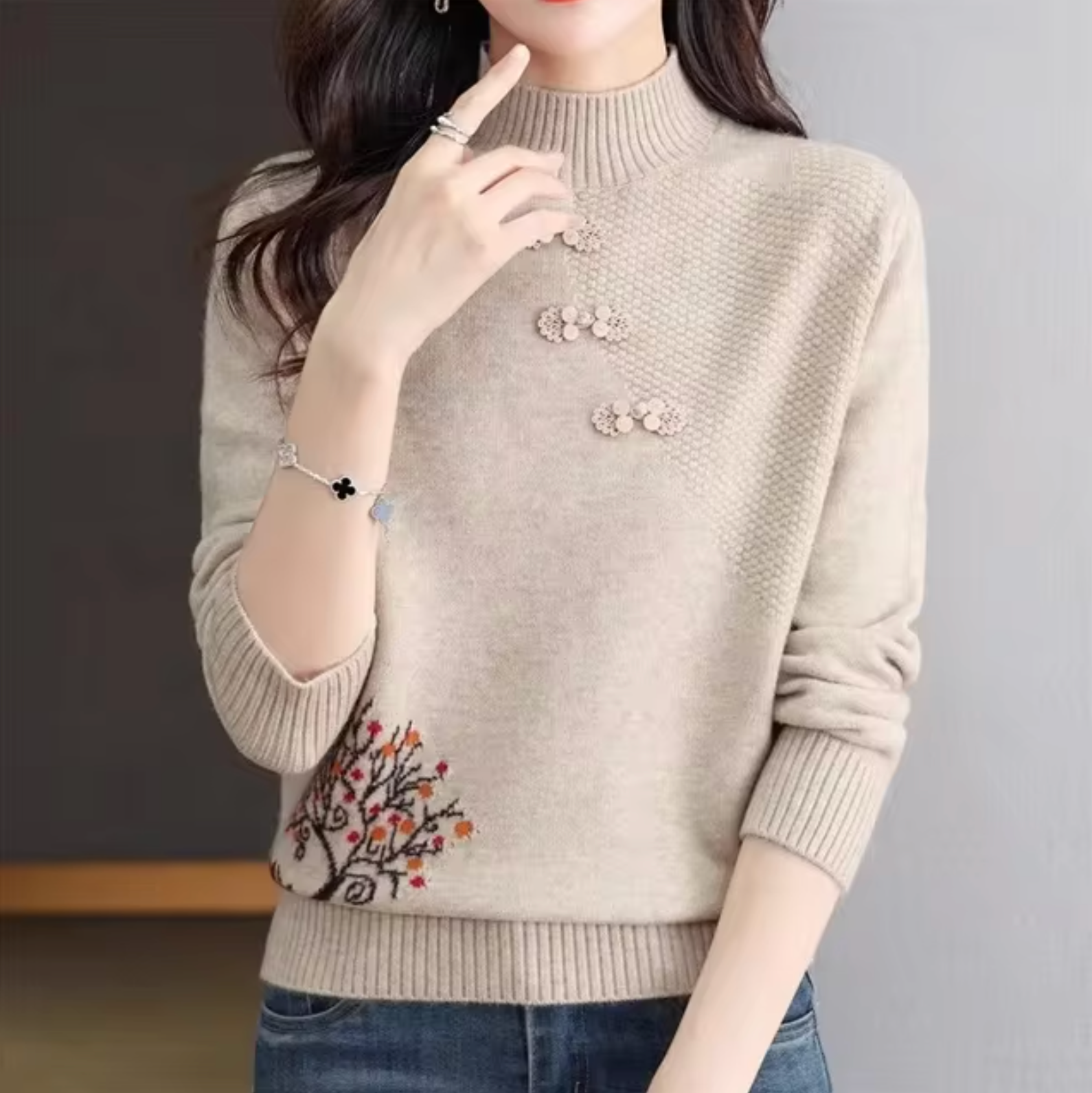Jersey Cuello Alto Suave Femenino - Vestiria