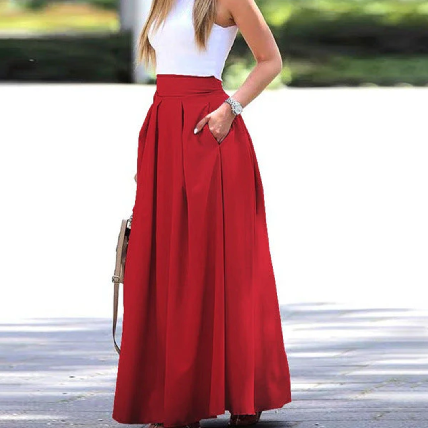 Falda Plisada Mujer Elegante y Amplia - Vestiria