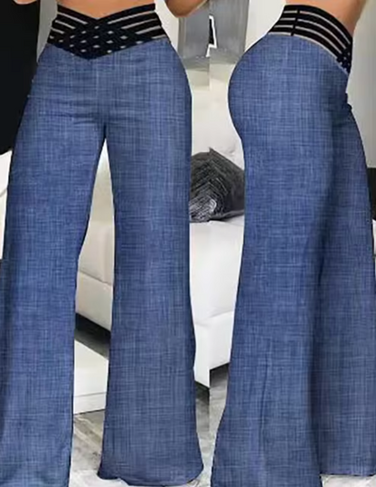 Pantalón Campana Alto con Perneras Estilizadas - Vestiria