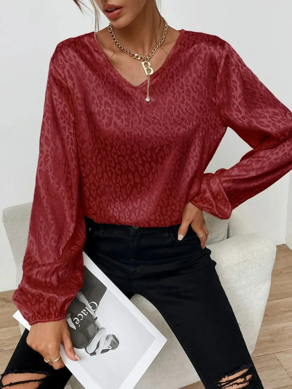Blusa Leopardo Amplia Manga Larga