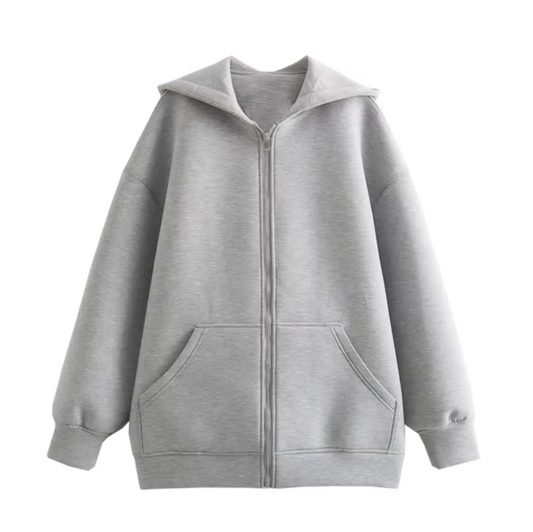 Chaqueta Oversize Capucha Cremallera Mujer - Vestiria