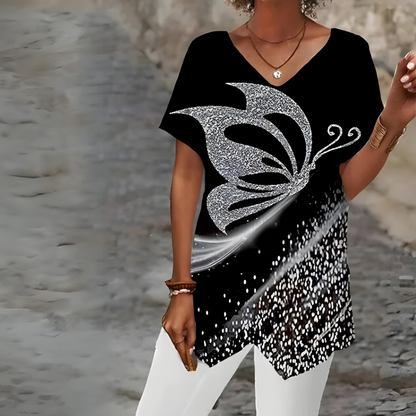 Camiseta Mujer Cuello V Elegante