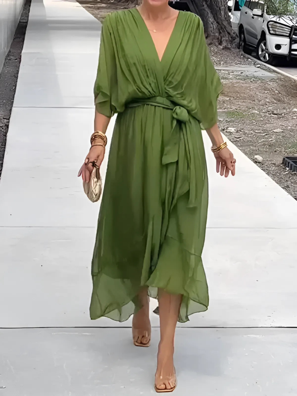 Vestido Midi Cruzado Chic Mujer