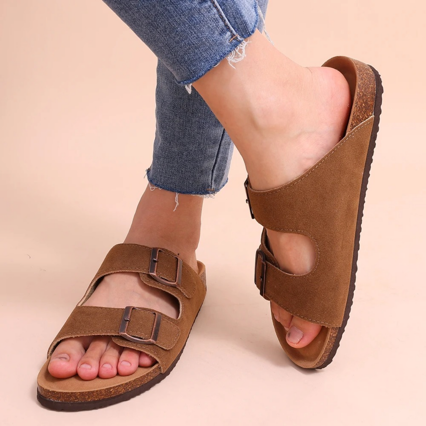 Sandalias Verano Doble Hebilla Mujer - Vestiria