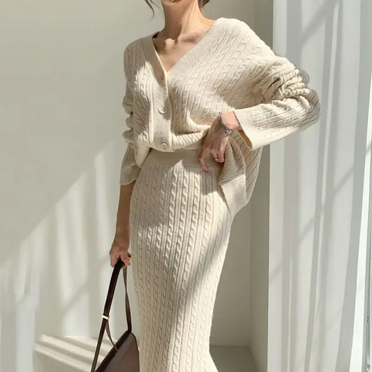 Conjunto Suéter y Falda Punto Mujer Cómodo - Vestiria