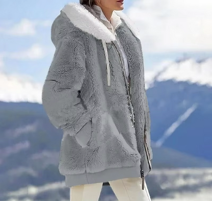 Chaqueta polar suave con capucha y forro de cachemir - Vestiria