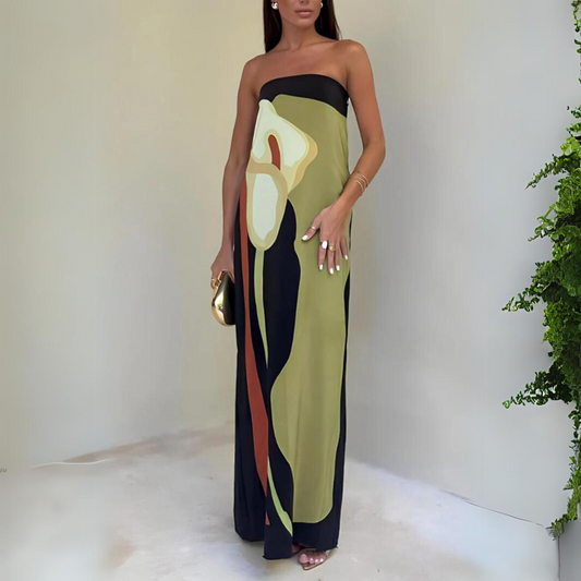 Vestido Largo Estampado Elegante Mujer - Vestiria