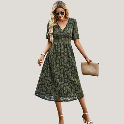 Vestido de Encaje Elegante con Escote en V