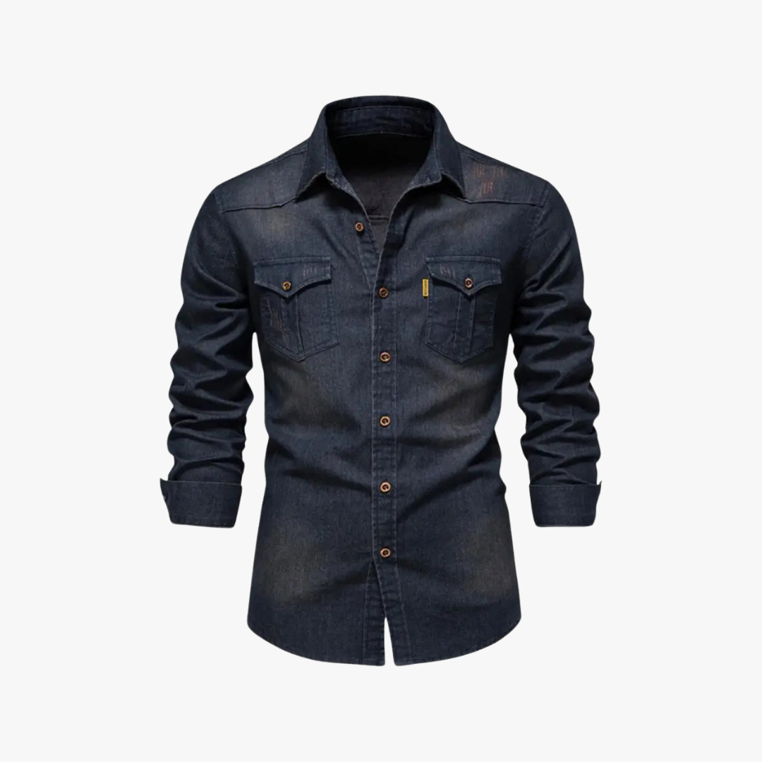 Camisa vaquera azul hombre manga larga casual