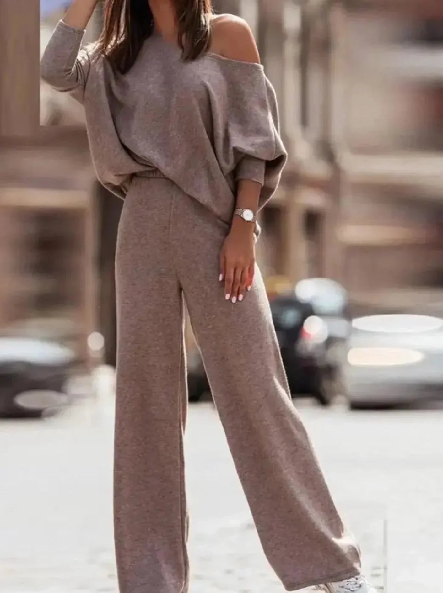 Conjunto Mujer Informal Top Asimétrico Pantalón Cómodo - Vestiria