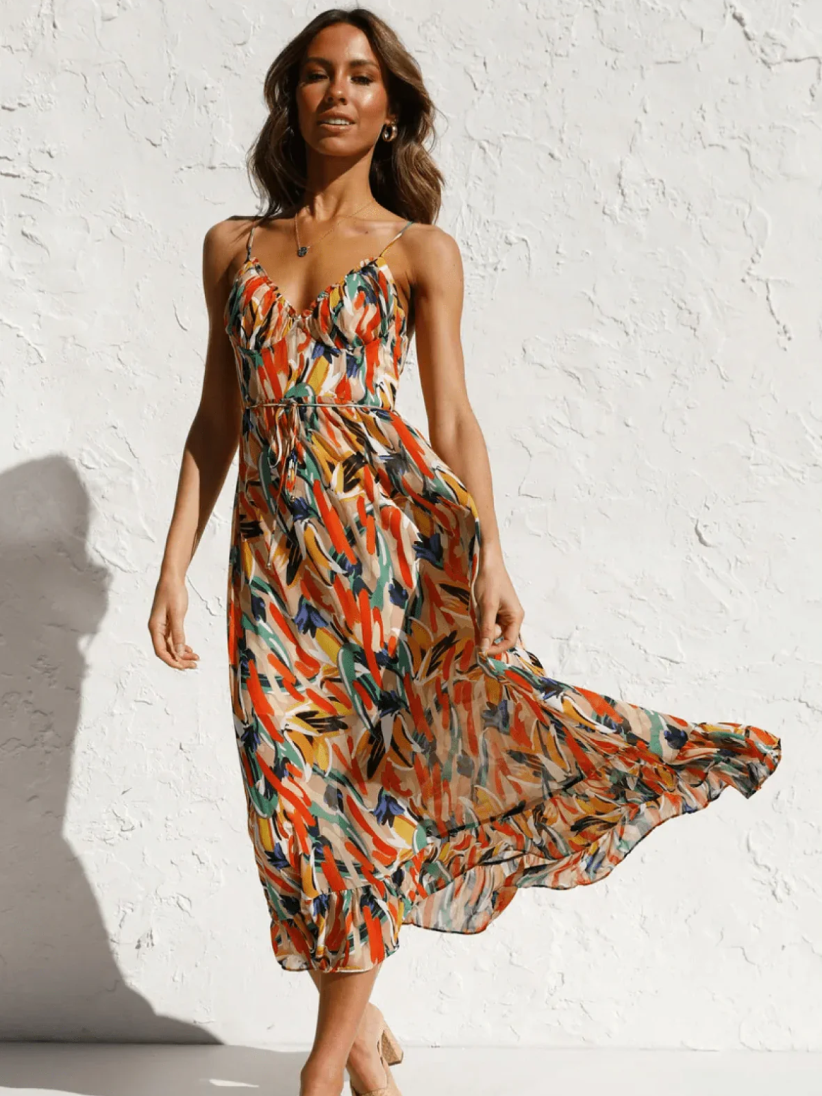 Vestido Midi Estampado Colorido
