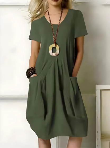 Vestido Elegante Mujer con Bolsas Laterales