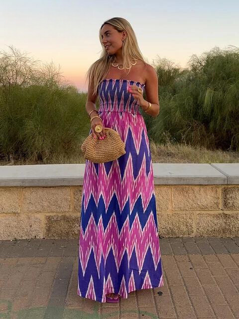 Vestido Midi sin Tirantes Elegante