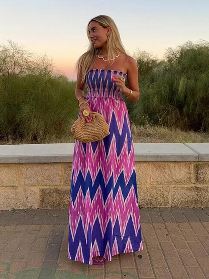 Vestido Midi sin Tirantes Elegante