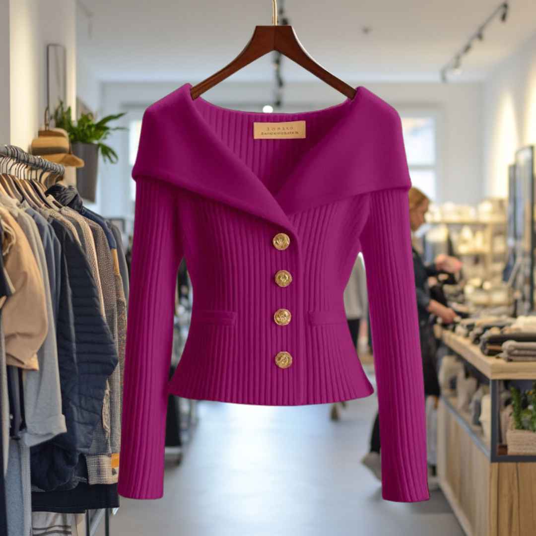 Jersey Mujer Canalé Elegante Botones