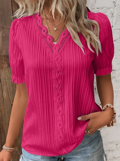 Blusa Mujer con Encaje y Volantes