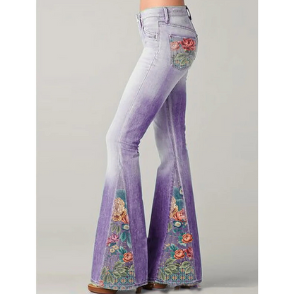 Vaqueros Mujer Estilo Retro Floral