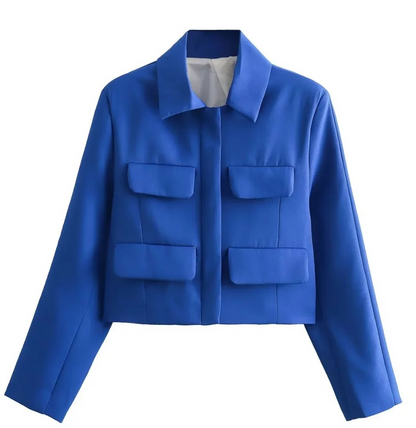 Chaqueta Mujer Corta Con Bolsillos