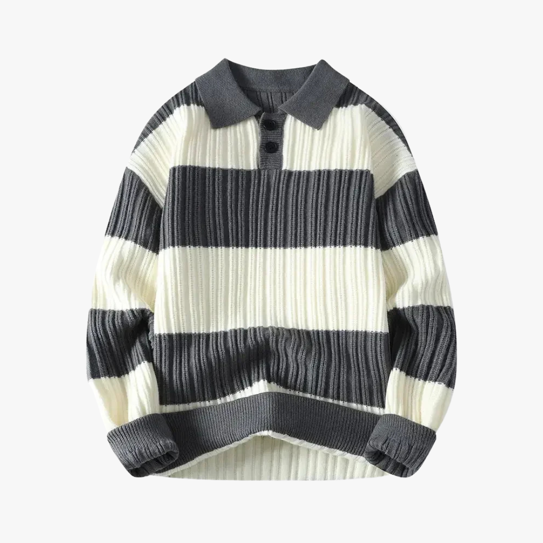 Polo de punto rayado ajustado hombre - Vestiria