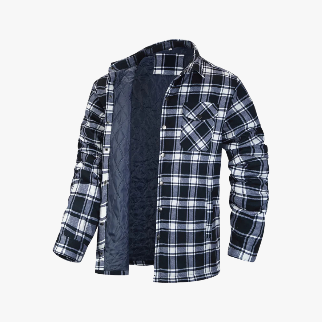 Camisa de franela cálida a cuadros hombre