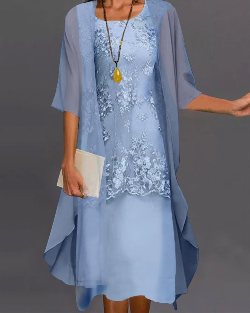 Vestido de fiesta con encaje y tul para invitadas