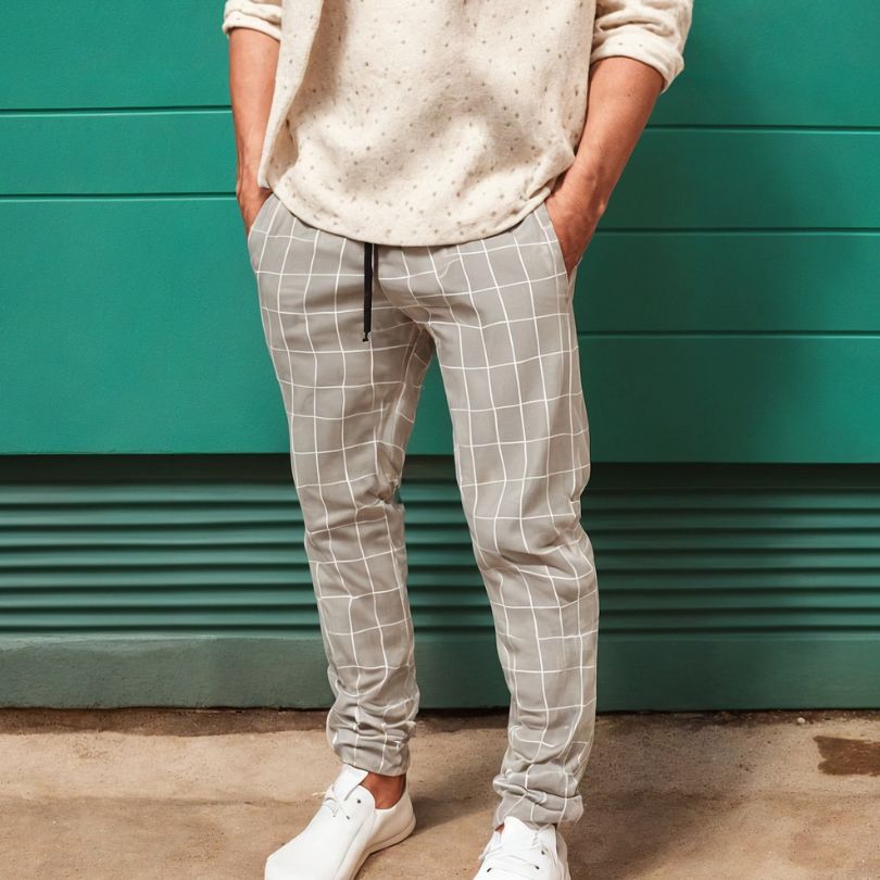 Pantalones Cuadriculados Hombre Cómodos