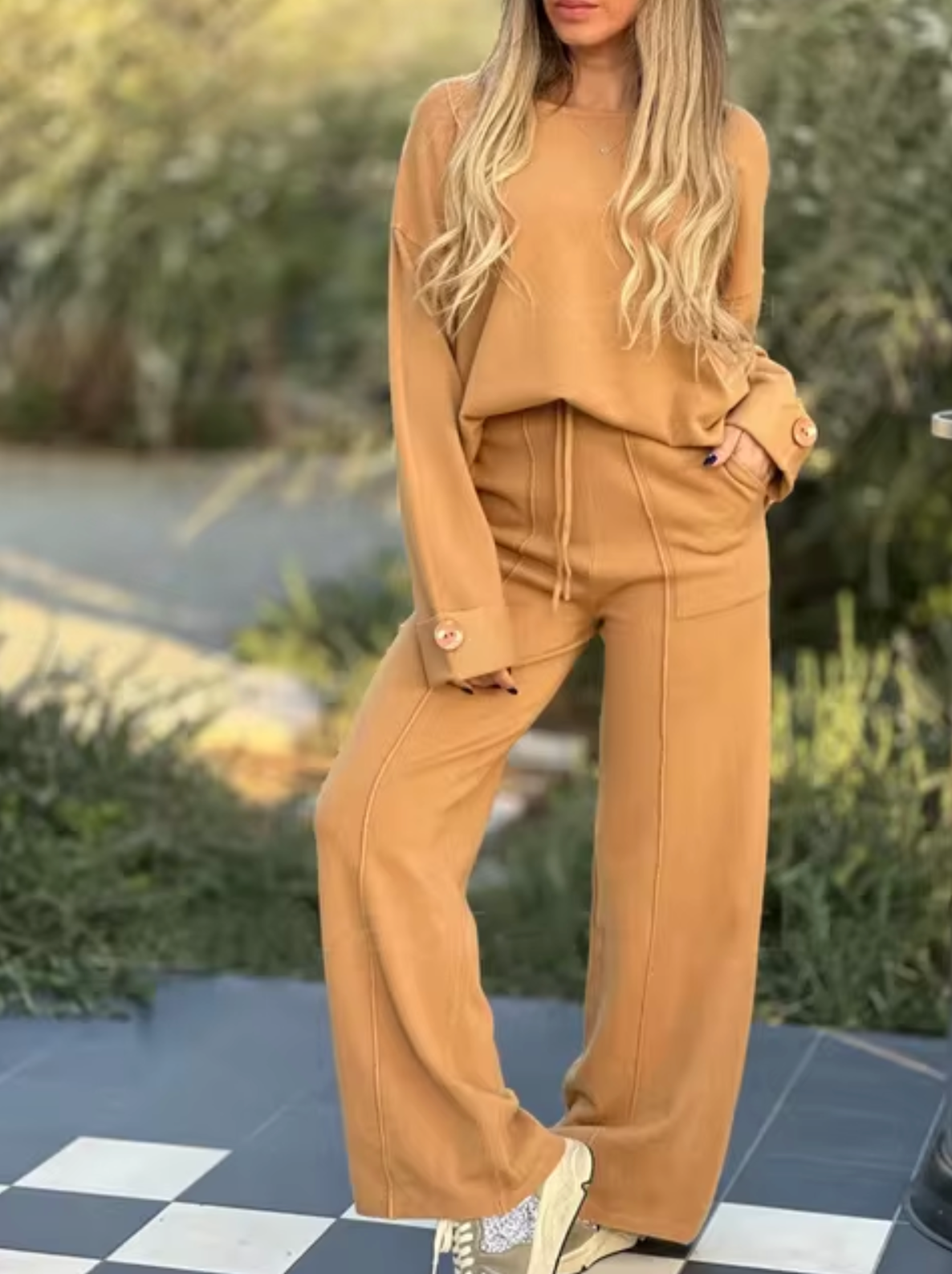 Pijama Mujer Manga Larga y Pantalón Ancho - Vestiria