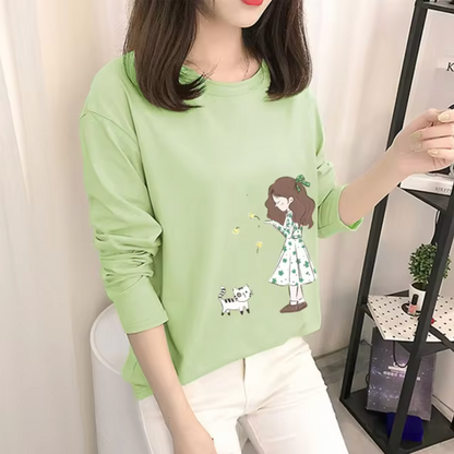 Camisa Algodón Estampado Verde Cuello Alto - Vestiria