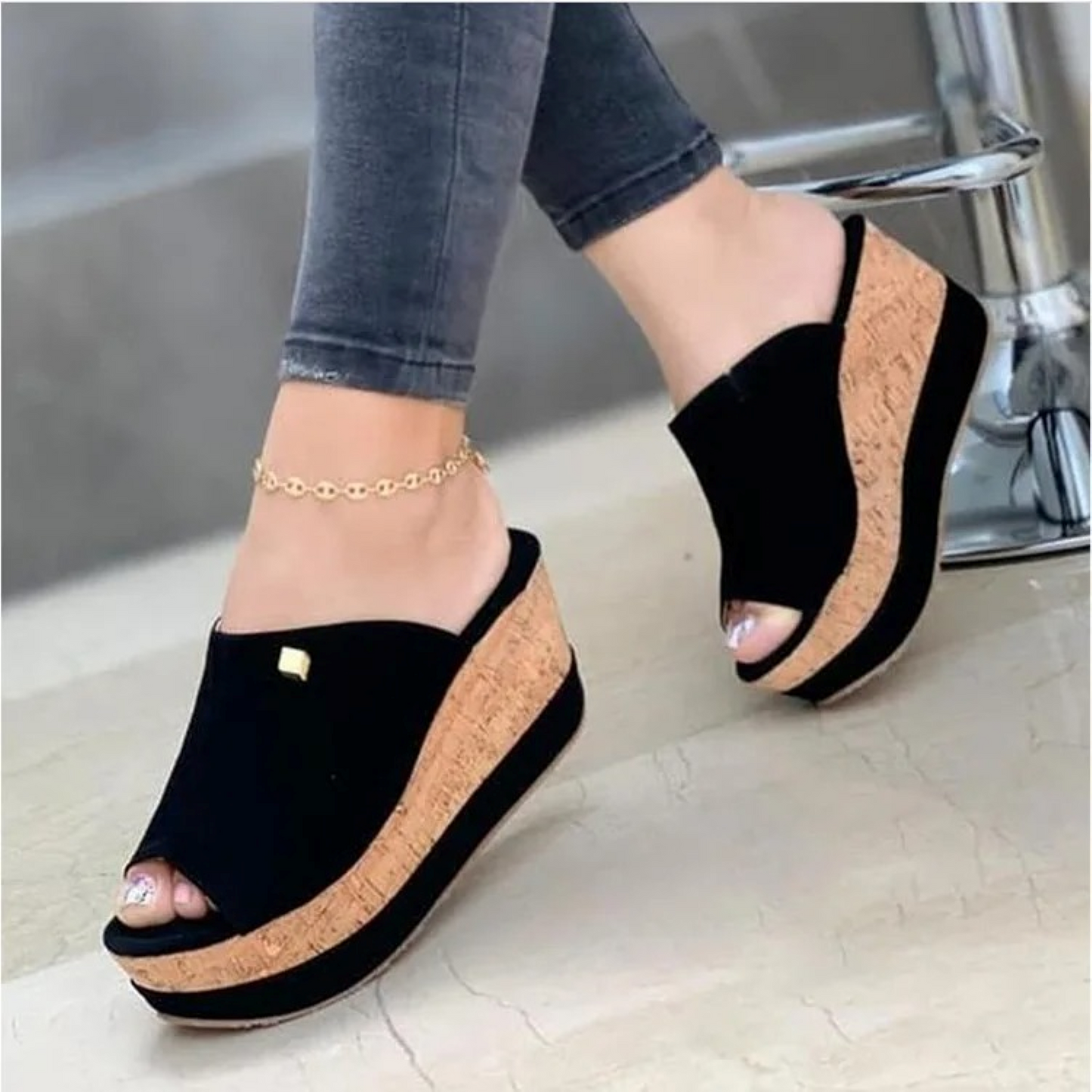 Sandalias de Cuña Abiertas Mujer Elegantes - Vestiria