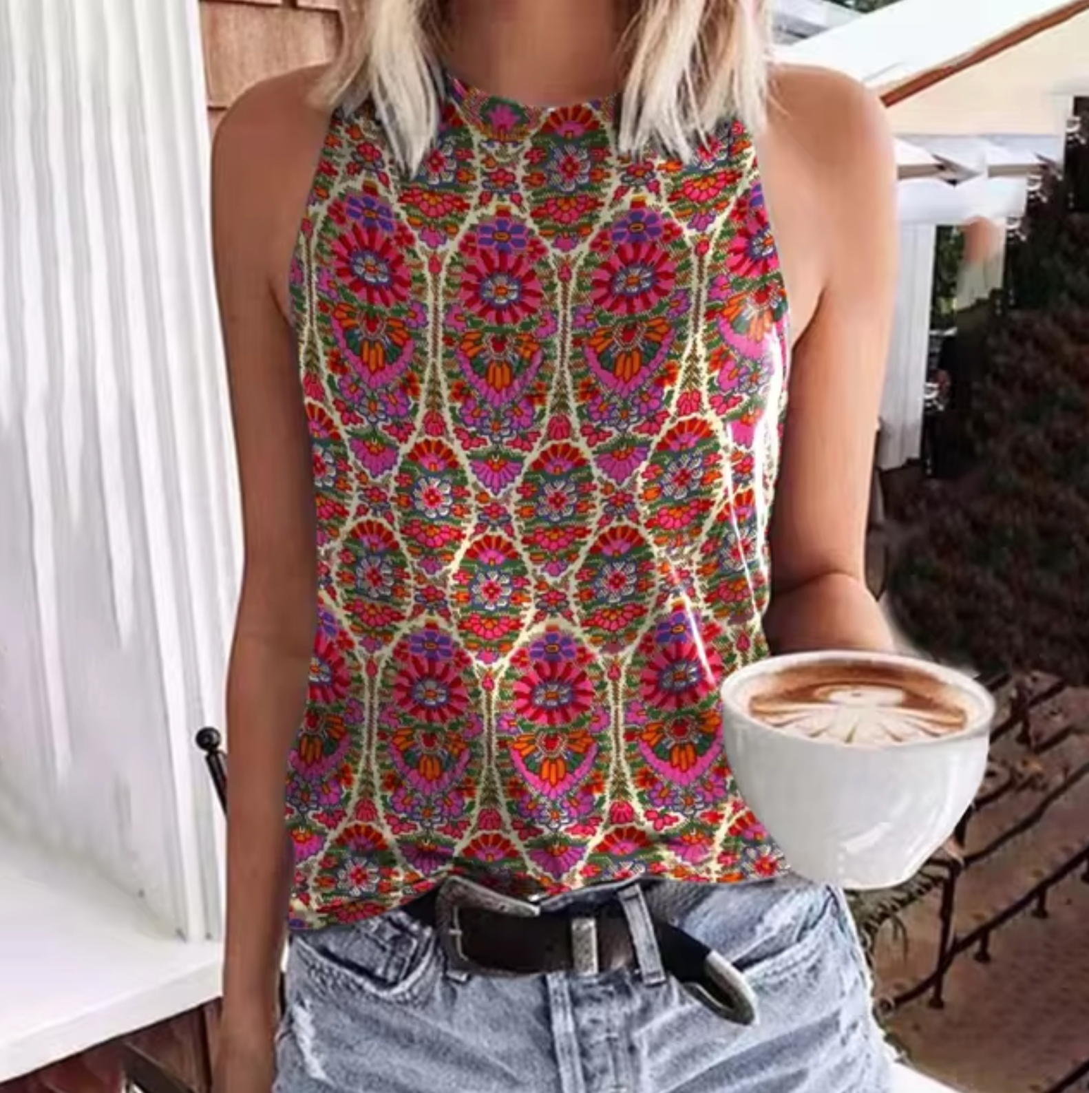 Top Mujer Estampado Floral Colorido - Vestiria