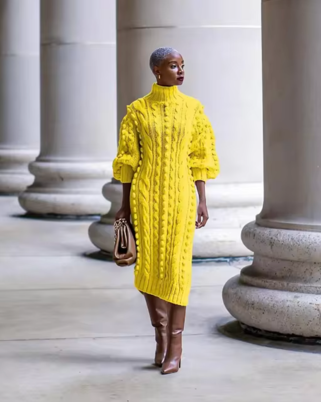 Vestido de Lana Cuello Alto Abrigado - Vestiria