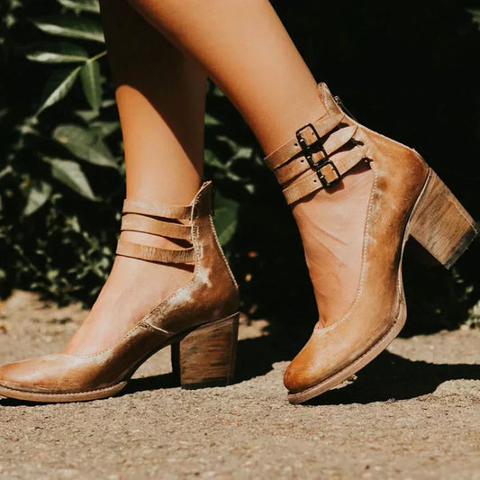 Zapatos Tacón Cuero Elegantes - Vestiria
