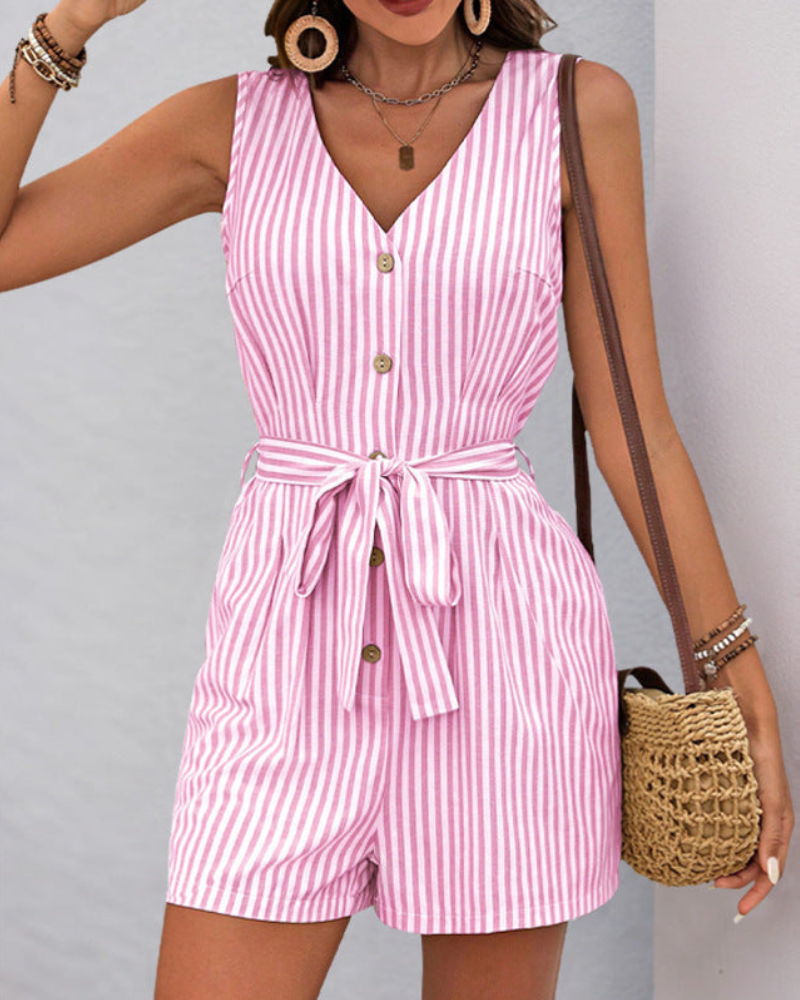 Vestido Rayas Elegante Sin Mangas