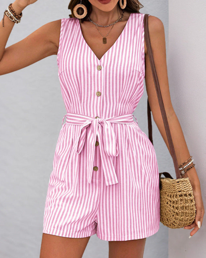 Vestido Rayas Elegante Sin Mangas