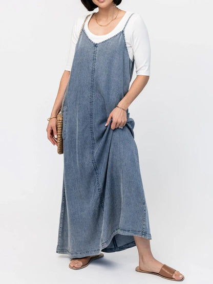 Vestido Vaquero Amplio Estilo Retro - Vestiria