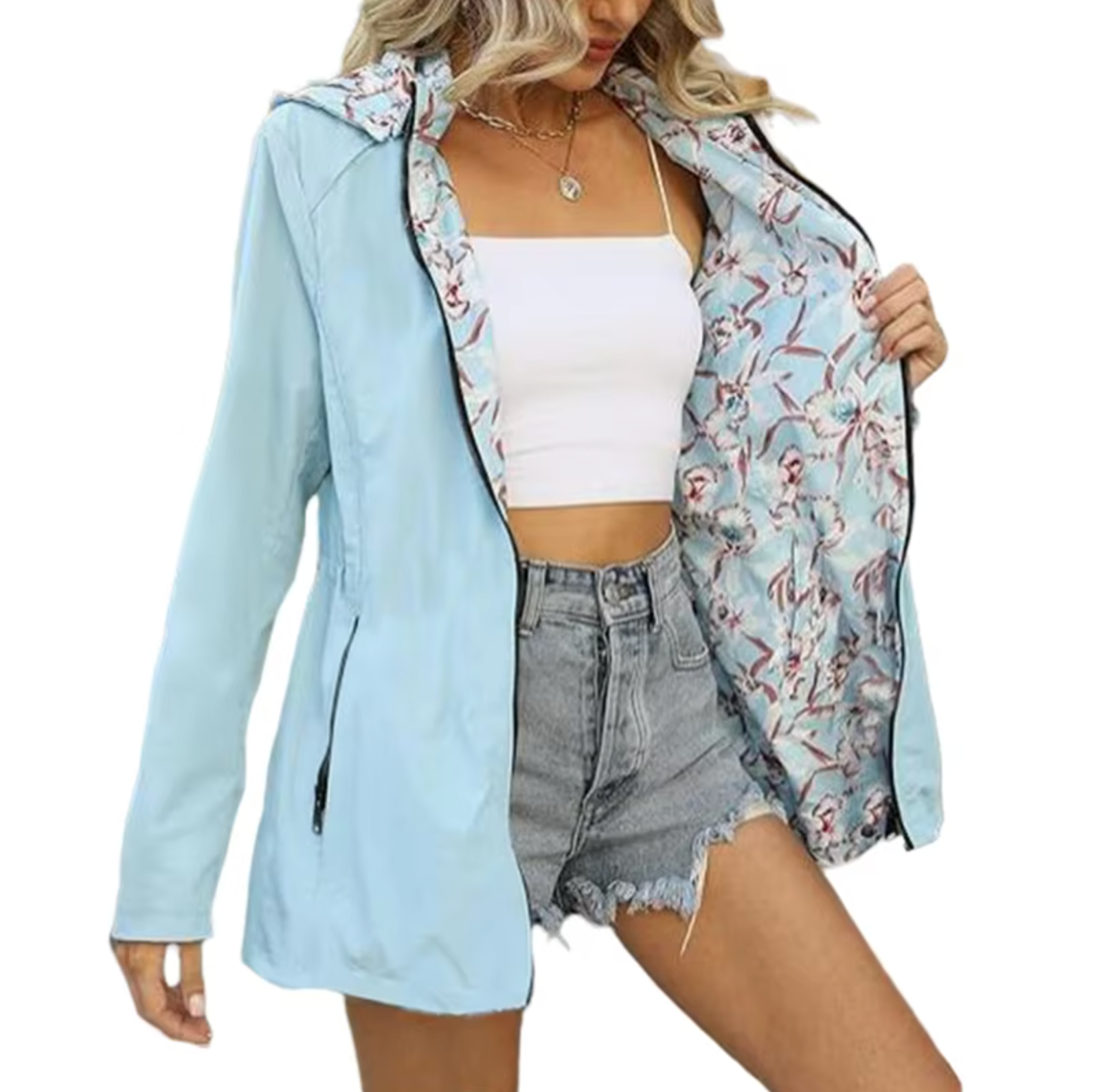Chaqueta Reversible con Capucha y Estampado Diseño - Vestiria