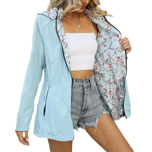 Chaqueta Reversible con Capucha y Estampado Diseño - Vestiria
