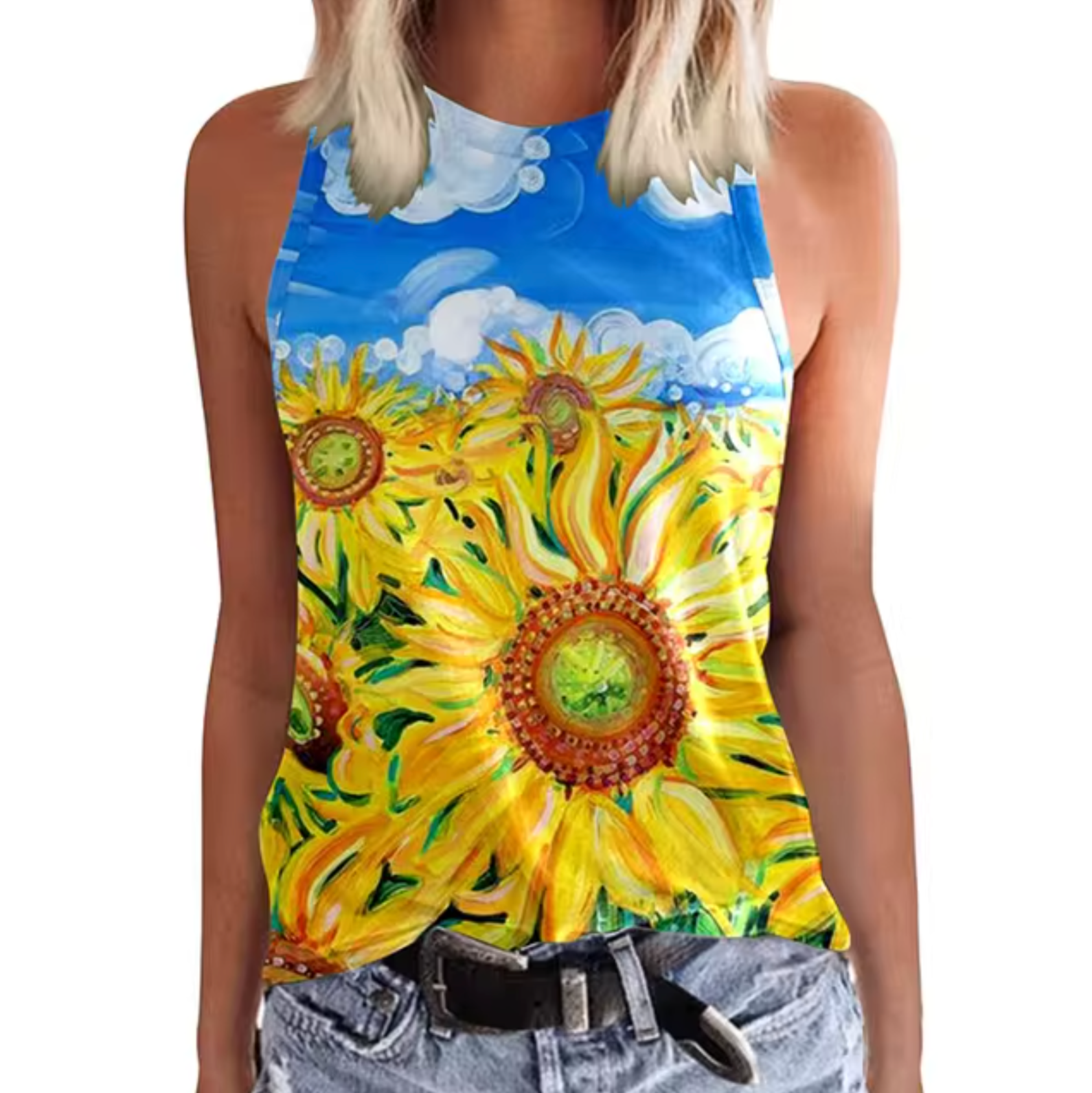 Top Floral Sin Mangas Mujer - Vestiria