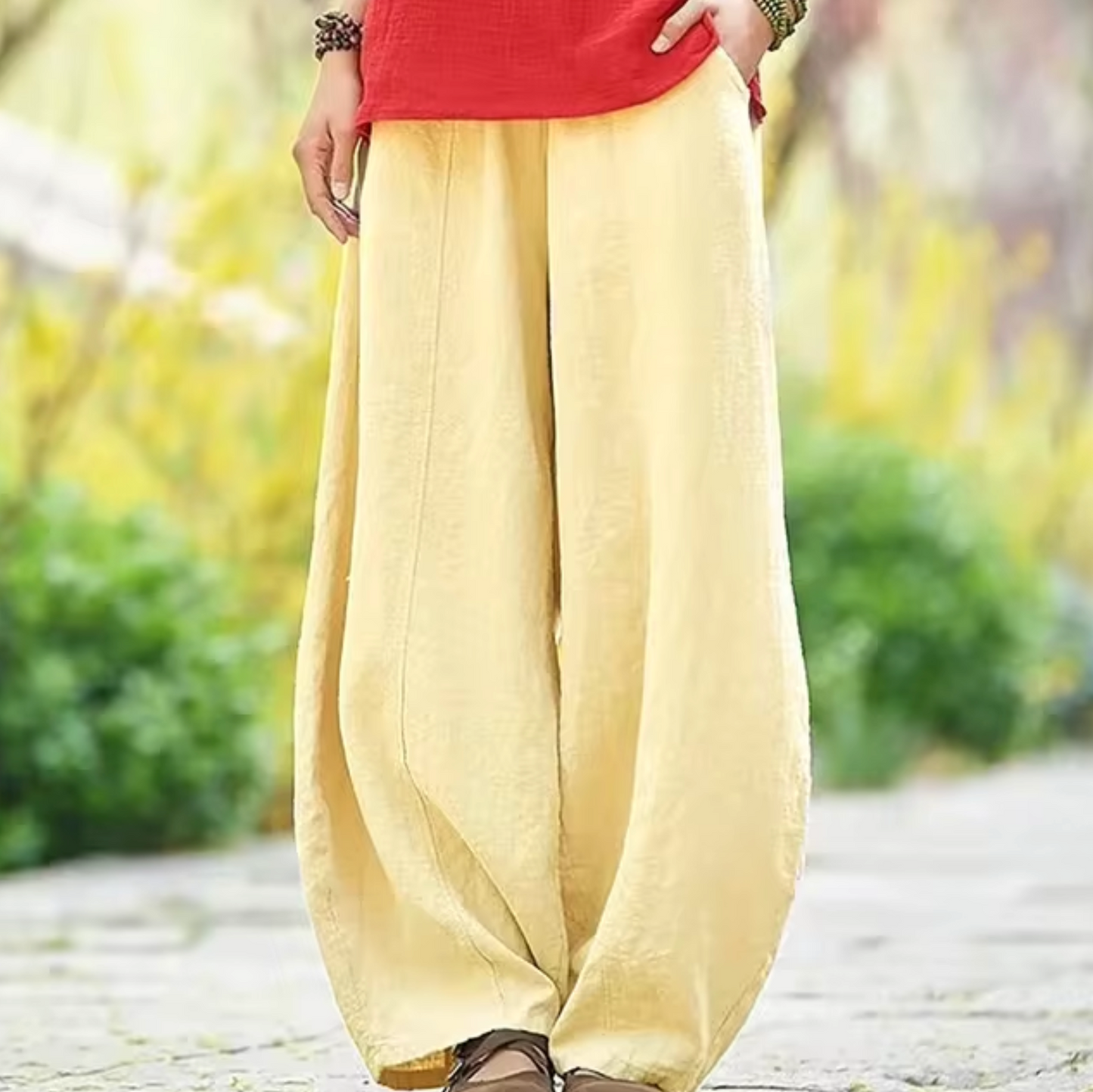 Pantalón Lino Suave y Amplio - Vestiria