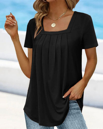 Camisa Relajada Cuello Cuadrado Clásica - Vestiria