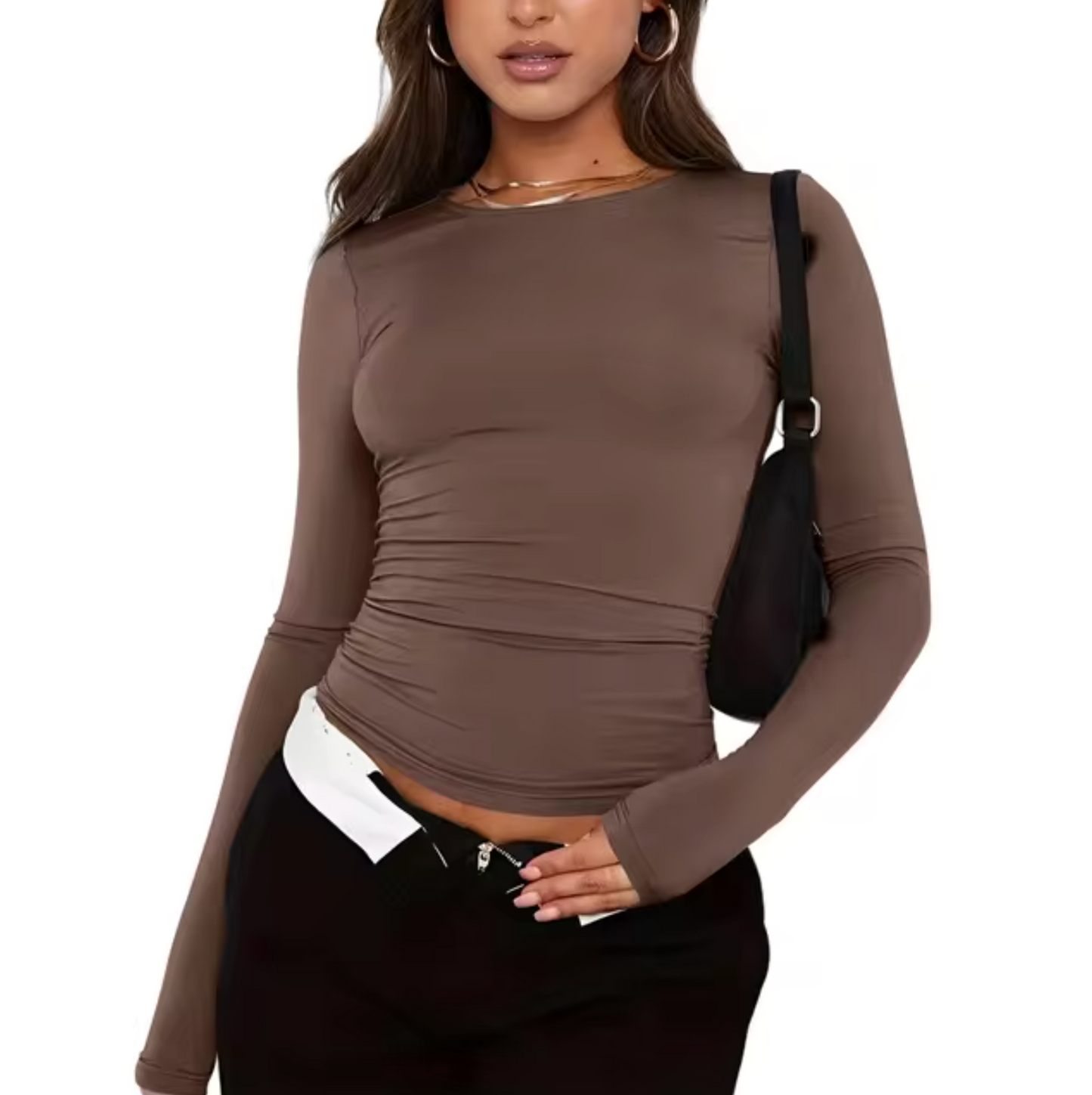 Camisa Mujer Manga Larga Cuello Redondo - Vestiria