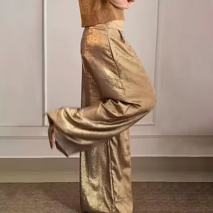 Pantalón Ancho Brillante Femenino - Vestiria