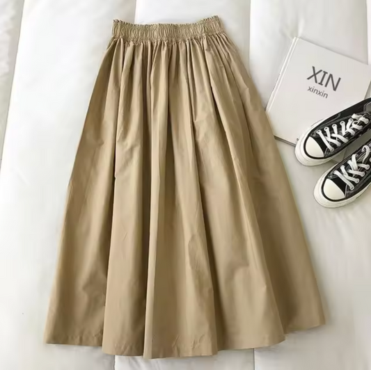 Falda Ancha Cinturada Estilo Clásico - Vestiria