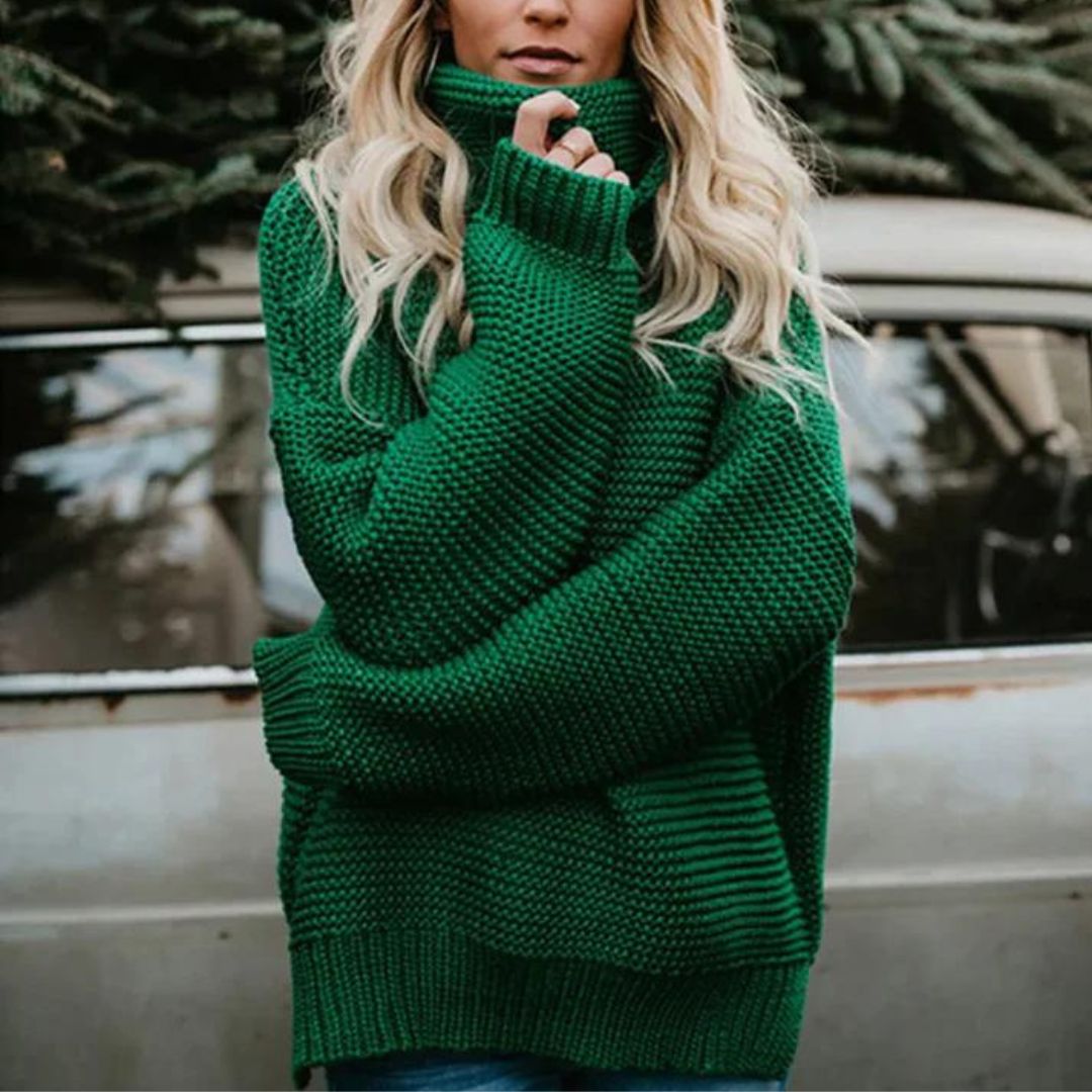 Sudadera de punto grueso cuello alto abrigada - Vestiria