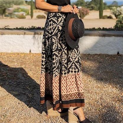 Falda Étnica Maxi con Volantes Colorida