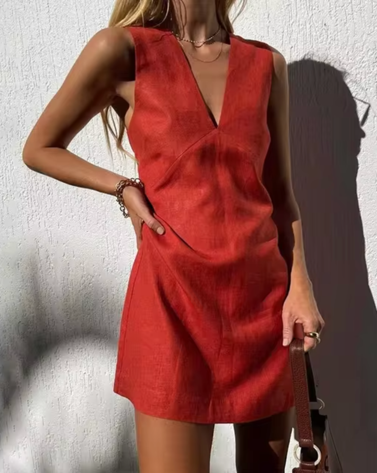 Vestido Lino Corto sin Mangas Verano - Vestiria